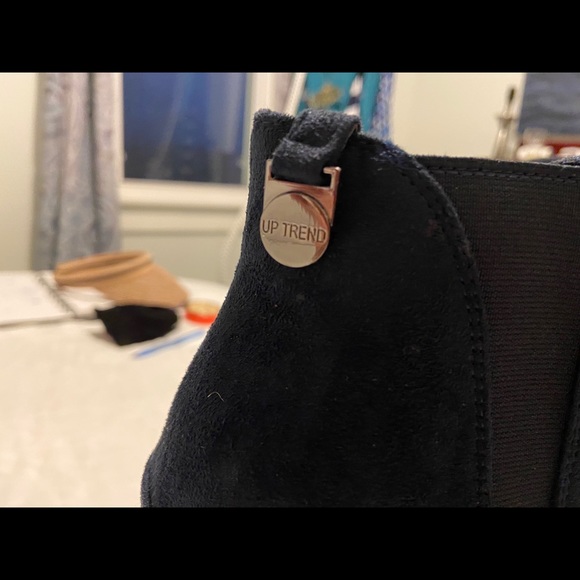 Navy Blue Suede Booties - Picture 3 of 5